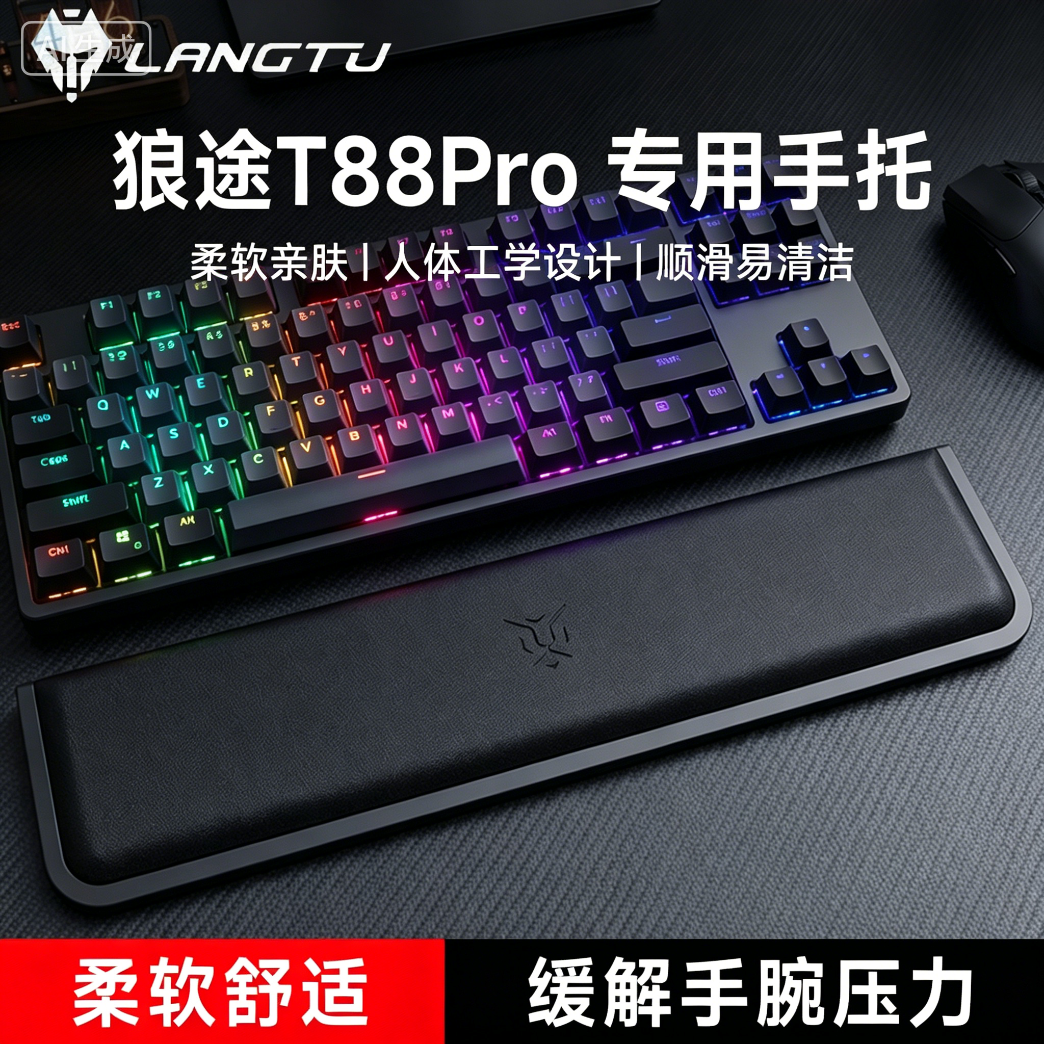 适用狼途T88Pro键盘手托游戏专用手腕托办公室护腕垫一体式耐磨