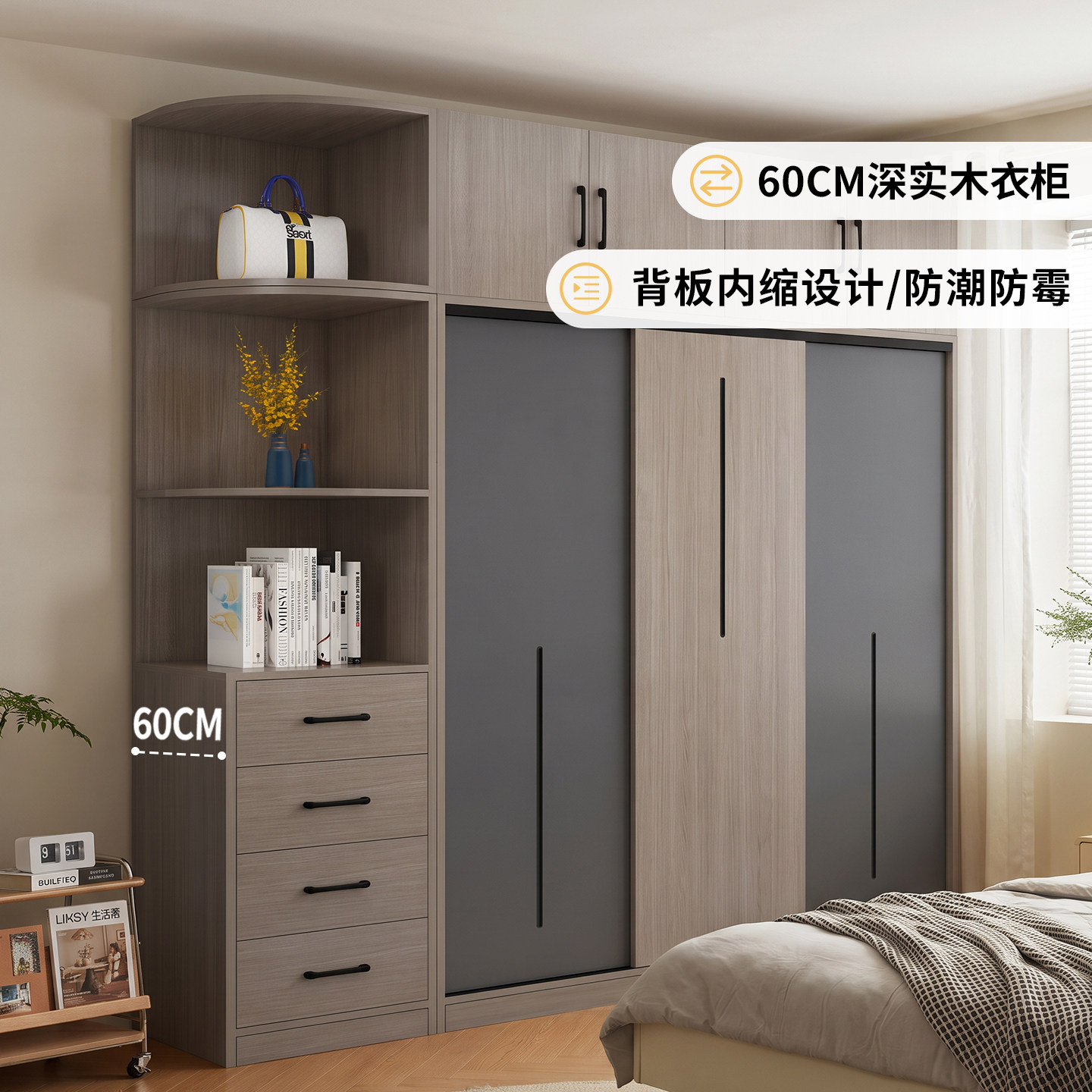 定制推拉门衣柜卧室家用60cm深图片