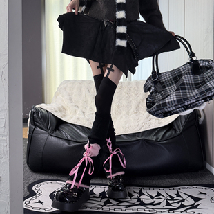 暗黑甜心禁忌颂歌~哥特辣妹十字架吊带叠秋冬亚文化y2k甜酷腿套DF