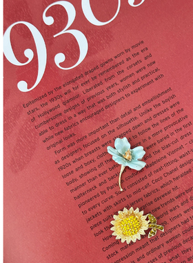 Miss Patina Vintage珐琅彩水钻花朵胸针配饰饰品