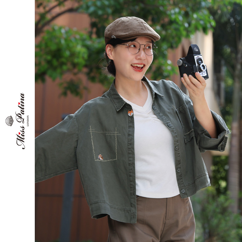 MP英伦复古工装纯棉短款夹克女