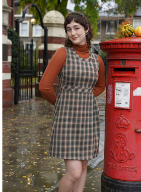 MP英伦复古原创设计 60年代南瓜格子背心裙连衣裙Dr.Who同款