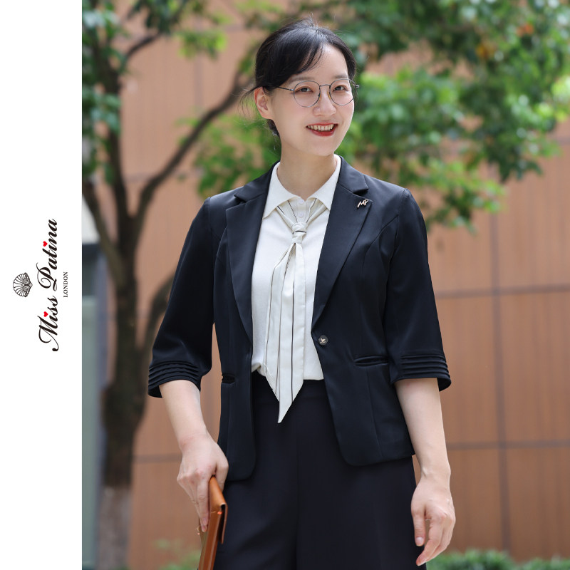 MP简约黑色七分袖显瘦小西装女