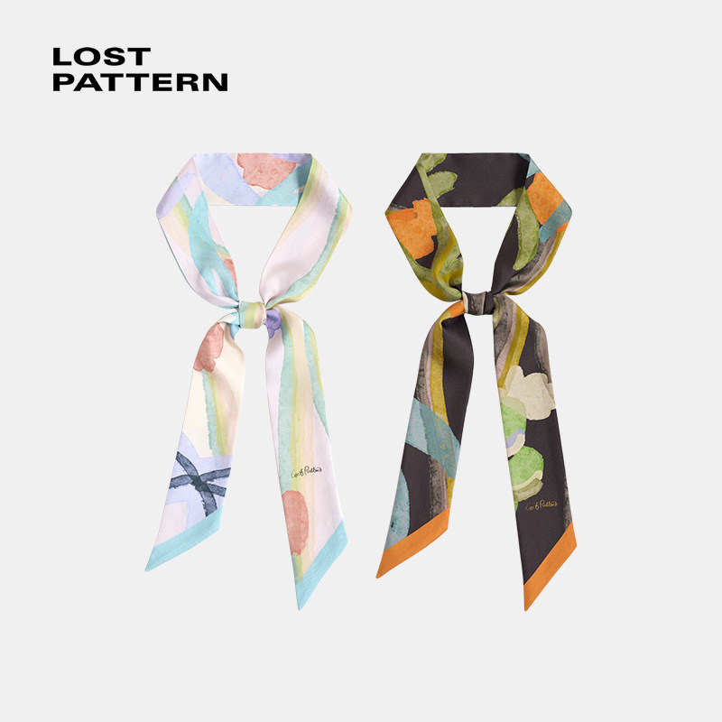 LOST PATTERN 沙生绿洲真丝斜纹窄丝巾 OASIS系列桑蚕丝发带26新