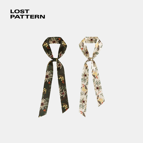 双成记森林印花缎面绑包绑发领带