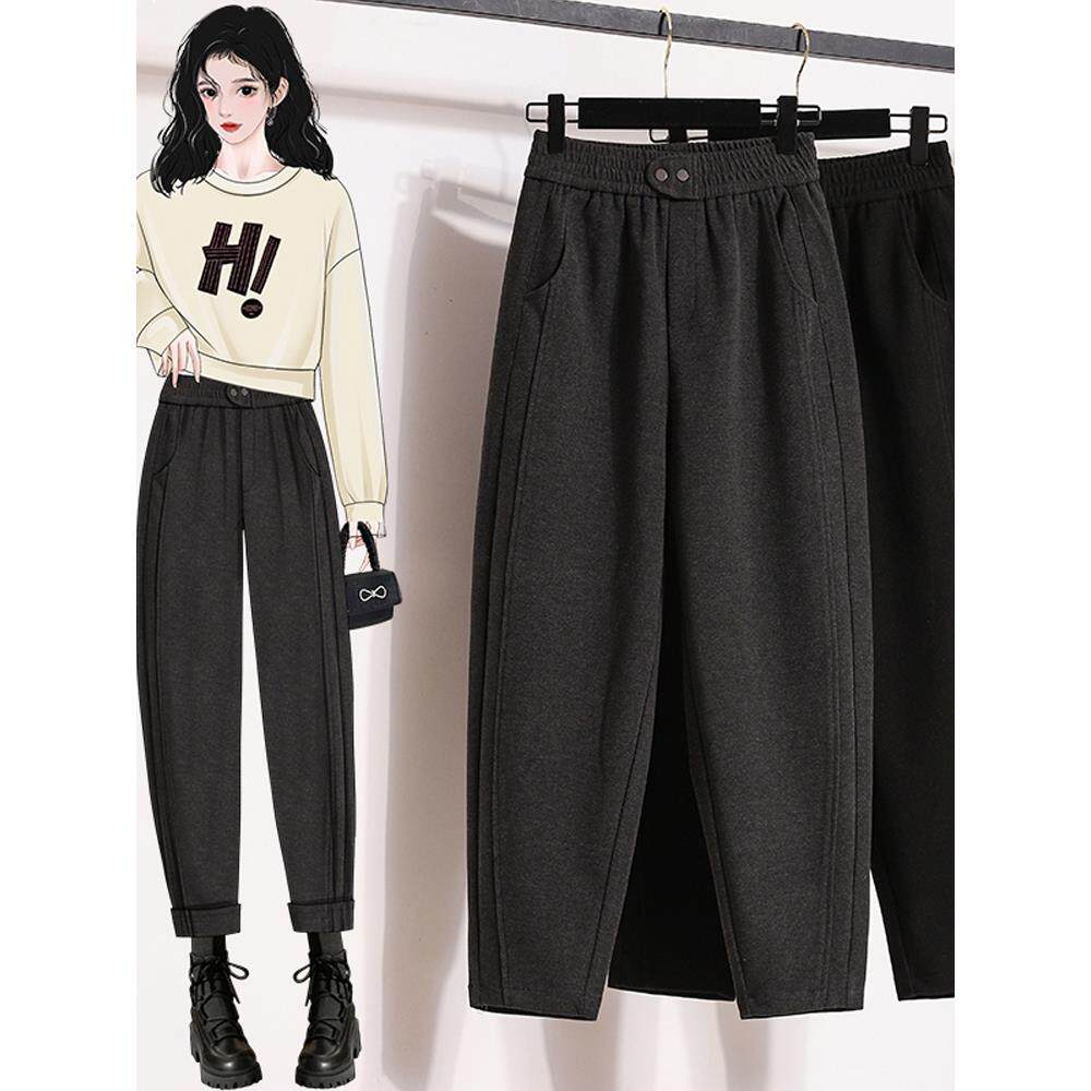 ROUMIKL大码女士秋季2025新款西装裤小个子高腰显瘦香蕉弯刀镰刀