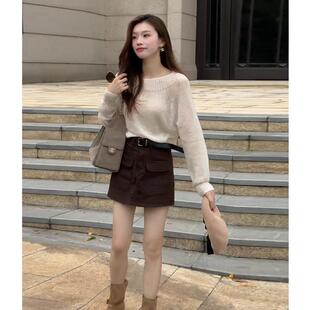 ROUMIKL小个子立秋穿搭一整套2025新款慵懒风洋气减龄针织衫短裤