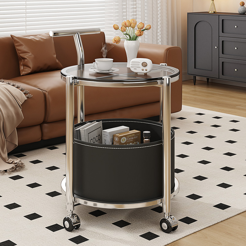 茶几玻璃可移动沙发边几轻奢现代方角几简约床头侧边柜角几小推车