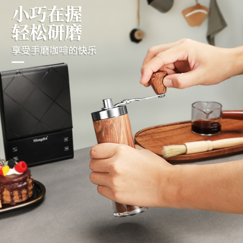 家用手摇小型咖啡豆研磨机木纹磨豆机手动咖啡磨豆器咖啡机