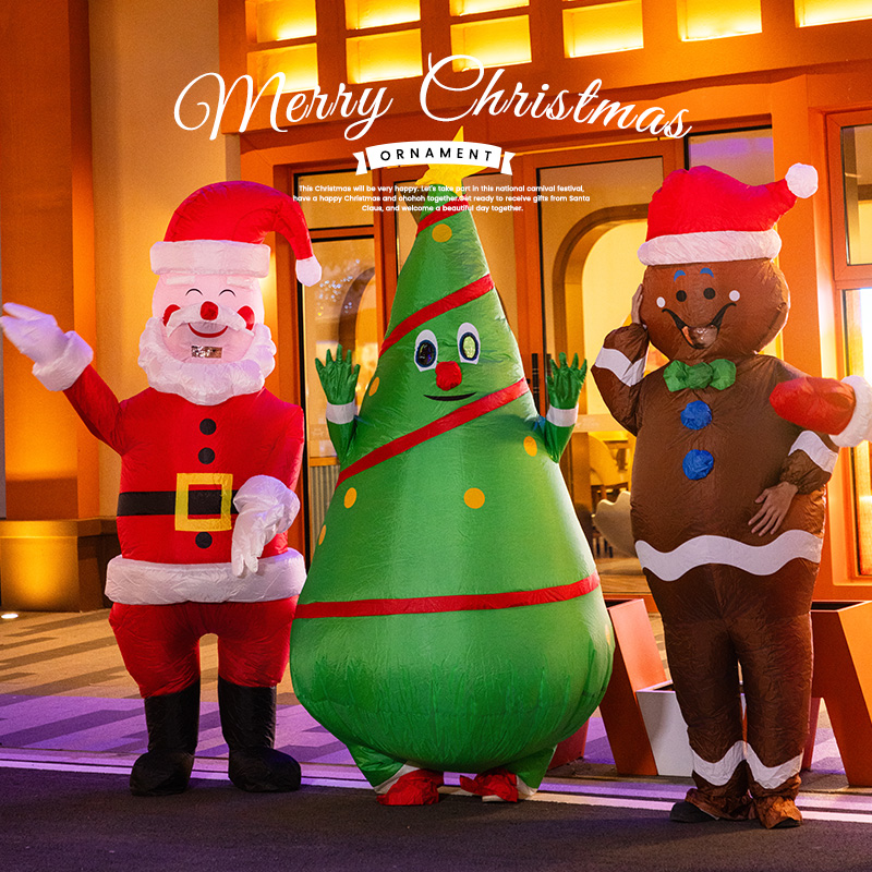 圣诞节装饰圣诞老人卡通充气服商场场景布置氛围拍摄道具装扮用品