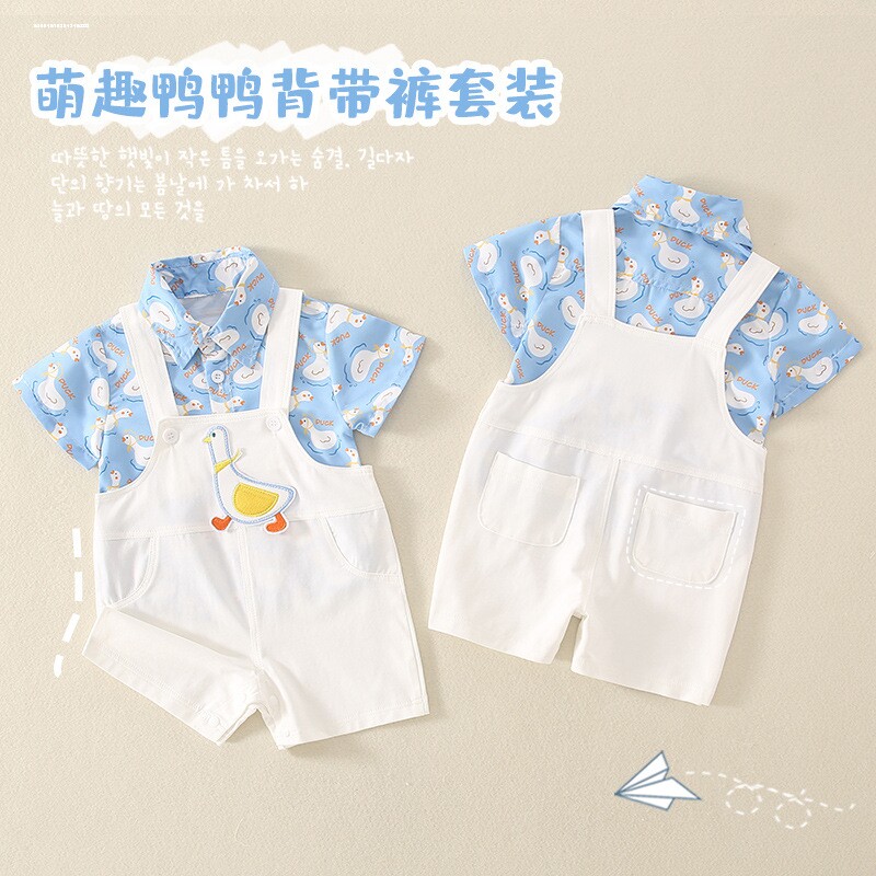 两件套装夏季套装男宝宝外出包屁衣夏装超萌韩版婴幼儿连体衣夏天