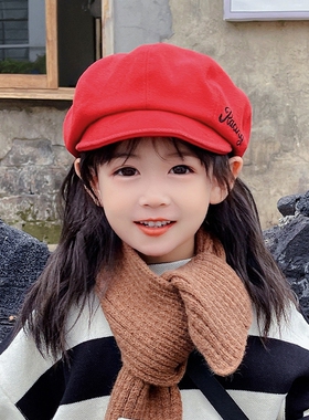 儿童贝雷帽春秋女童时尚英伦走秀帽子宝宝秋天八角帽鸭舌报童帽潮