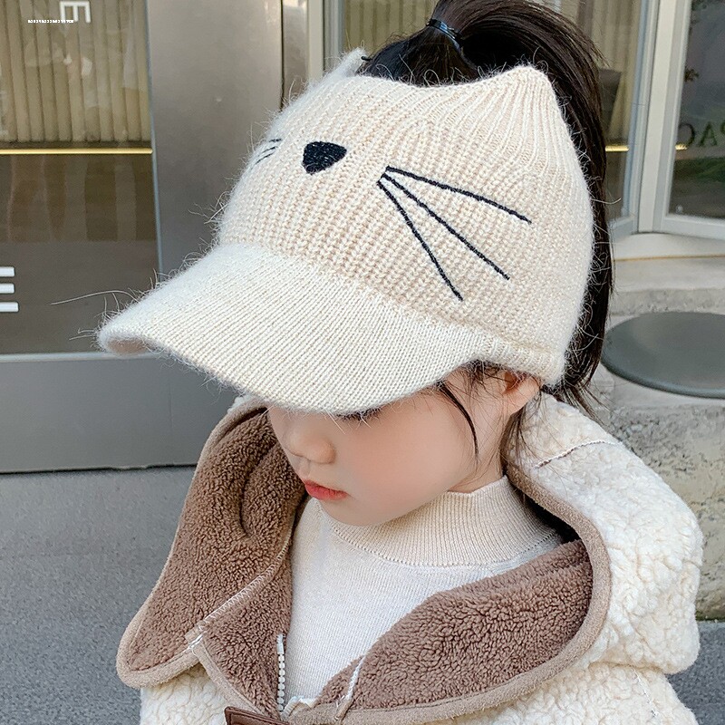 儿童鸭舌帽女童女孩保暖帽女款2025新款女童防晒可扎马尾棒球帽子
