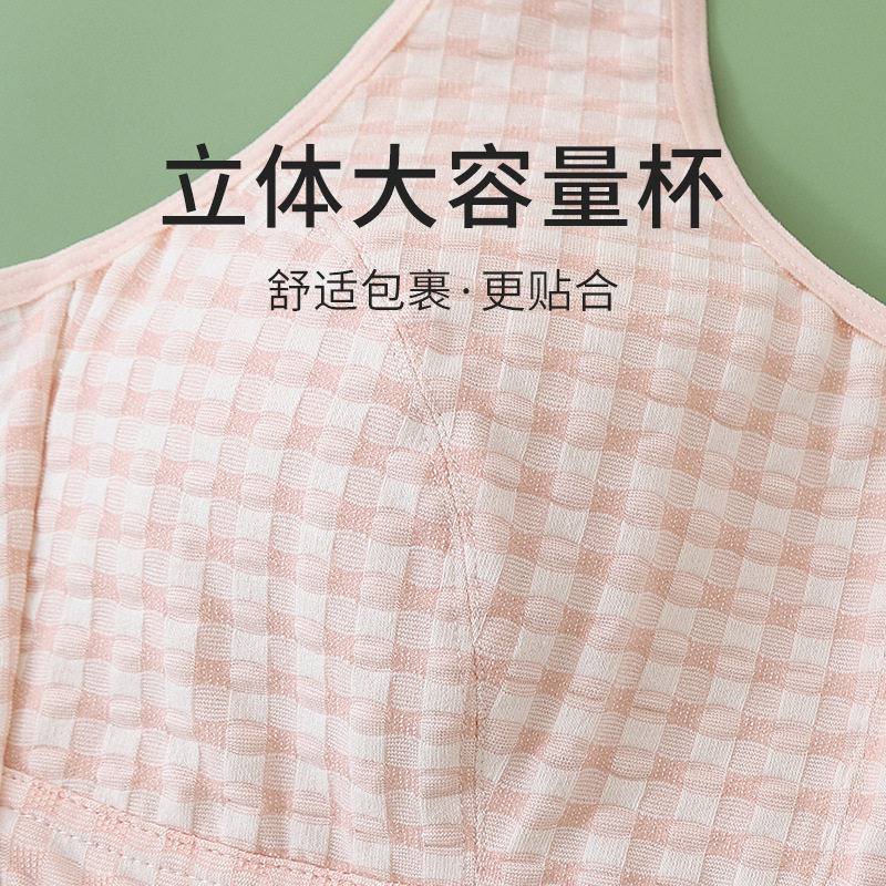 妈妈套头背心文胸女一体美背内衣无钢圈夹棉中老年人女士胸罩