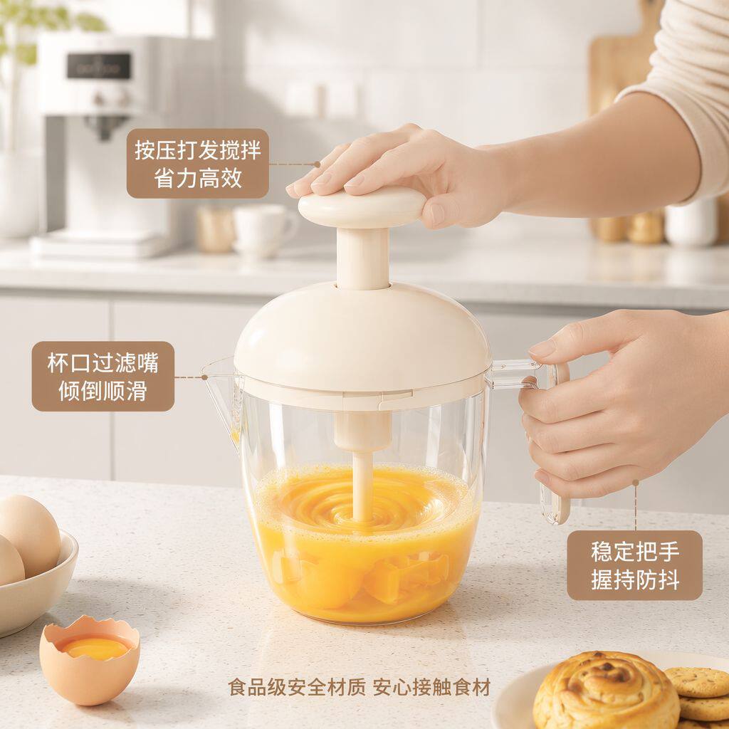 多功能按压搅蛋杯家用搅