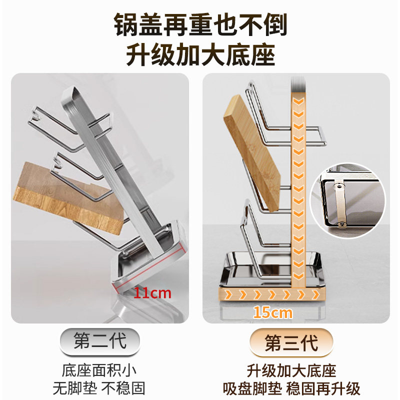 厨房不锈钢锅盖架壁挂式
