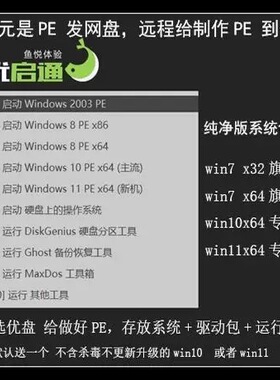 优启通pe一键装机win11纯净win7电脑重做u盘win10安装系统修复