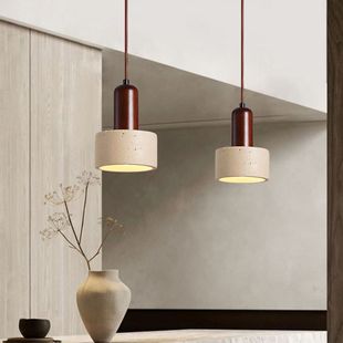 黄洞石侘寂风床头吊灯创意奶油风名宿复古北欧小吊灯餐厅餐桌吧台