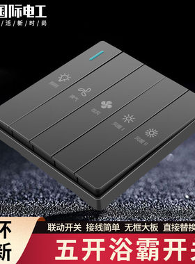 浴霸开关五开五合一家用浴室卫生间开关浴霸照明一体老款原厂开关
