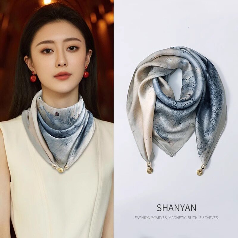 法国MK&DK.SW磁吸扣丝巾系脖女2025新款春秋季三角护颈围脖高级感