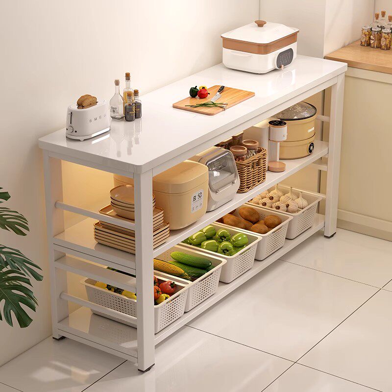 厨房置物架落地多层收纳架餐边窄边储物柜子多功能切菜桌子工作台