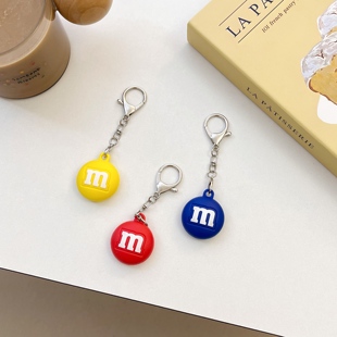 创意个性 M豆适用于苹果AirTag保护套宠物防丢失钥匙扣硅胶少女心