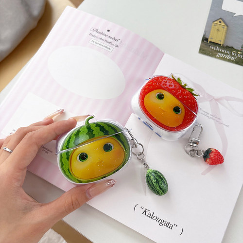 可爱卡通西瓜奶龙适用于苹果AirPods Pro3代蓝牙耳机保护套软壳AirPods4耳机壳透明Pro2代防摔草莓奶龙创意