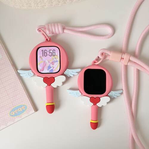 立体粉色魔法棒适用于苹果SE2手表壳Apple iwatchS11保护套456789