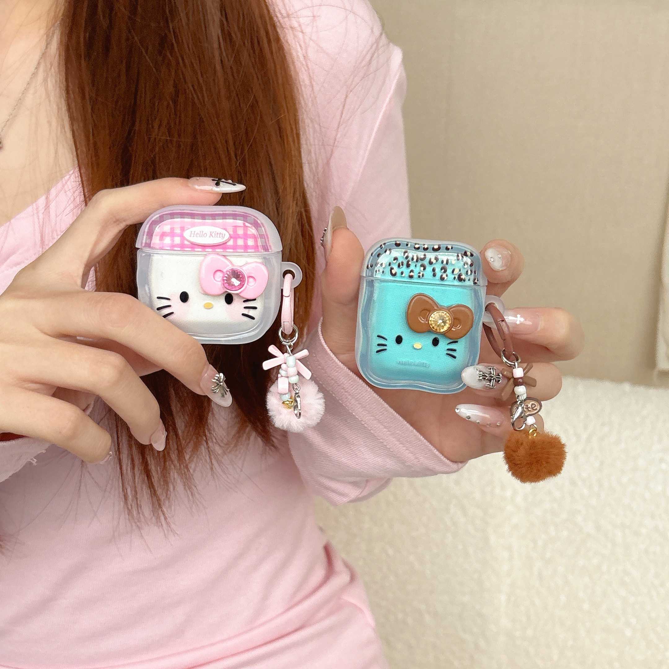 可爱萌系卡通粉色蝴蝶结KT猫适用于苹果AirPods4代蓝牙耳机保护套新款苹果Pro3耳机壳透明趣味Pro2轻奢日系软,3C数码配件,耳机保护套,淘宝优惠券,粉丝福利购,淘宝优惠卷