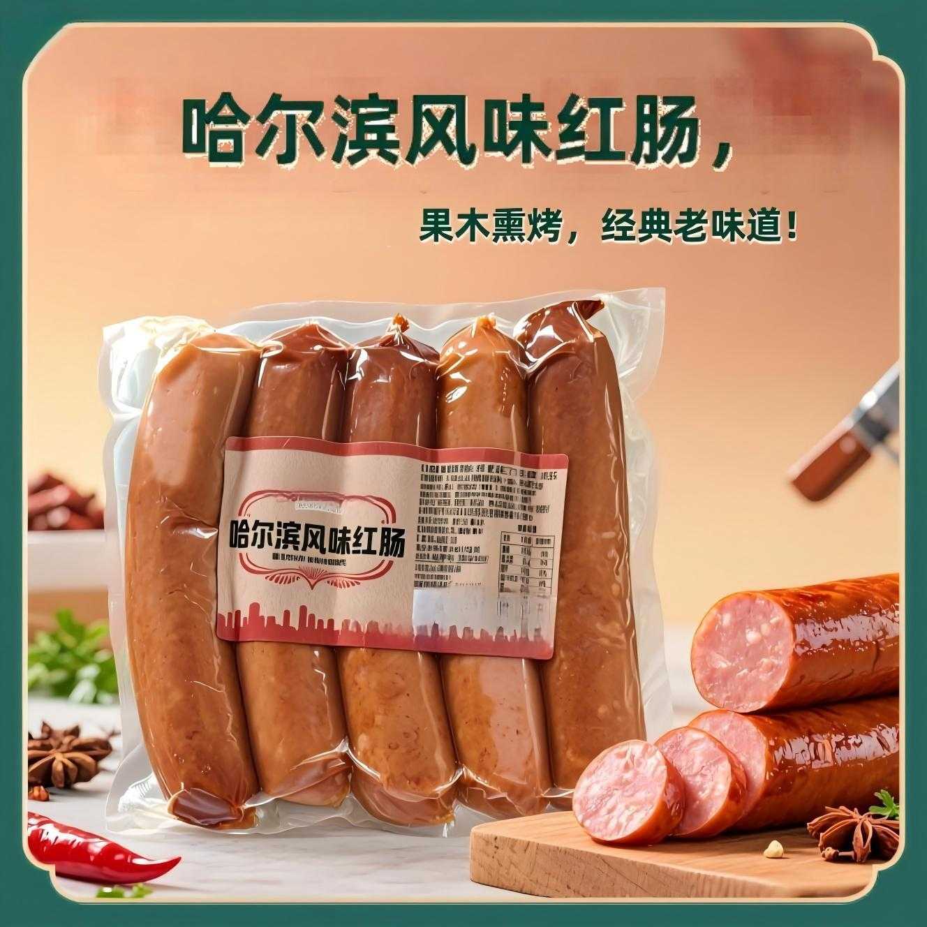 哈尔滨风味红肠正宗即食熟食火腿独立包装东北特产烟熏腊肠真空