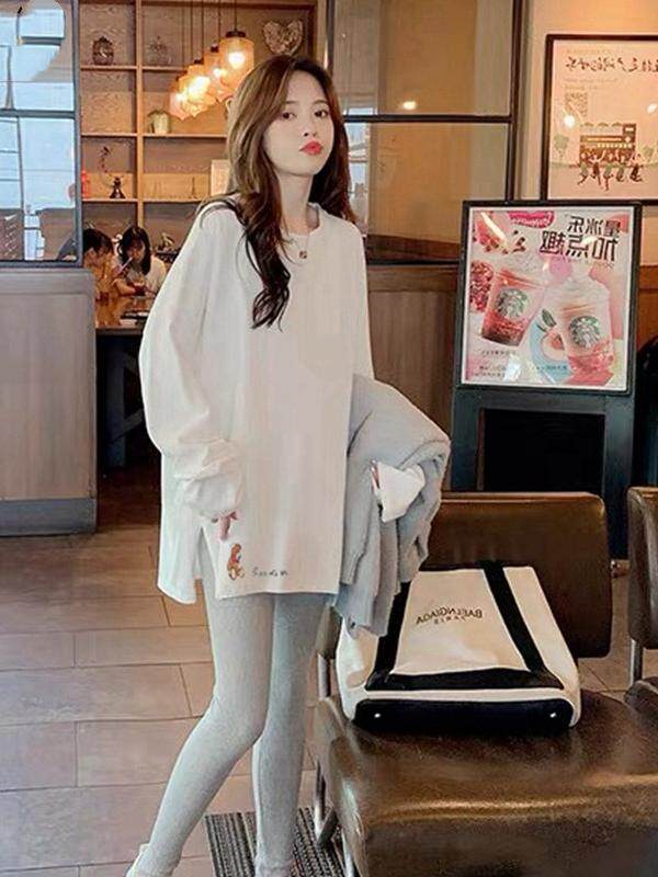 가을 겨울 순면 수유복 플러스 벨벳과 두꺼운 외출 티셔츠 슬릿 긴팔 수유 탑 루즈한 내부 레이어링 셔츠