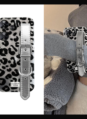 黑色豹纹适用小米红米note13pro手机壳12turbo+十11t立体10银色9腕带8辣妹7por潮酷redmi硅胶n0te日韩小众女p