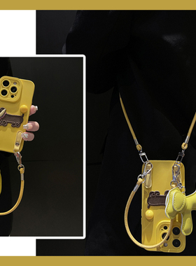 可爱腊肠狗适用华为荣耀500手机壳500pro黄色五百斜挎por可背带huawei液态honor挂件硅胶卡通斜跨新款趣味软p