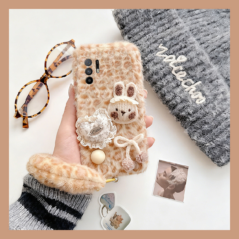 蕾丝爱心兔子适用oppoa3pro手机壳a2x手提绳a1豹纹a97毛绒a96秋冬季a95a93a91a72a58a57a52a32a11a9a31a8a5软