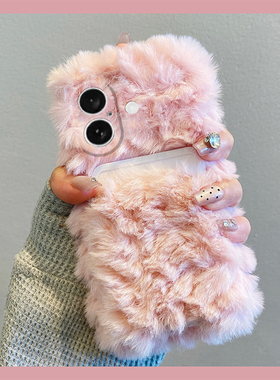 粉色卡包适用苹果iPhone16promax手机壳15plus卡套14立体13mini迷你1211日韩xr8毛绒绒7xsmax6硅胶5s/se3简约