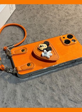 可爱手掌米奇支架适用oppok13turbo手机壳k12plus立体k11x橙色k10pro斜挎k9s可背r17卡通r15牛仔纹oppo挂绳软