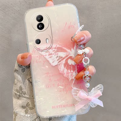 渐变晕染蝴蝶适用opporeno11pro手机壳reno10+十9贝壳纹8粉色7se超仙6硅胶5k软壳4se小众3个性ace2创意oppo2z