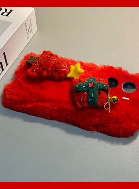 ins风红色圣诞树适用vivoiqooneo11手机壳iqooneo10毛绒iqneo9spro冬天8se秋冬季7por竞速版5s活力版6立体855