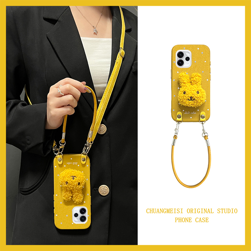 可爱毛绒米菲兔适用opporeno15pro手机壳reon14立体13波点12斜挎11皮纹10仿皮9por卡通7se可背带6挂绳5k/0ppo