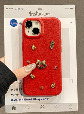 红色铜钱福袋小马适用vivoiqooz11trubo手机壳iqoo15立体13荔枝纹z10x新年z9turbo+皮纹z8x马年z7i/z5十z3/u5