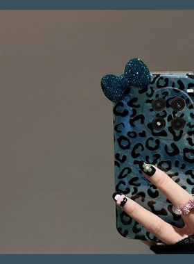 蓝色满屏豹纹适用oppo一加12手机壳ace3日韩2pro立体2v水钻11蝴蝶结9rt小众8t硅胶7tpro高级感6t软1+oneplus