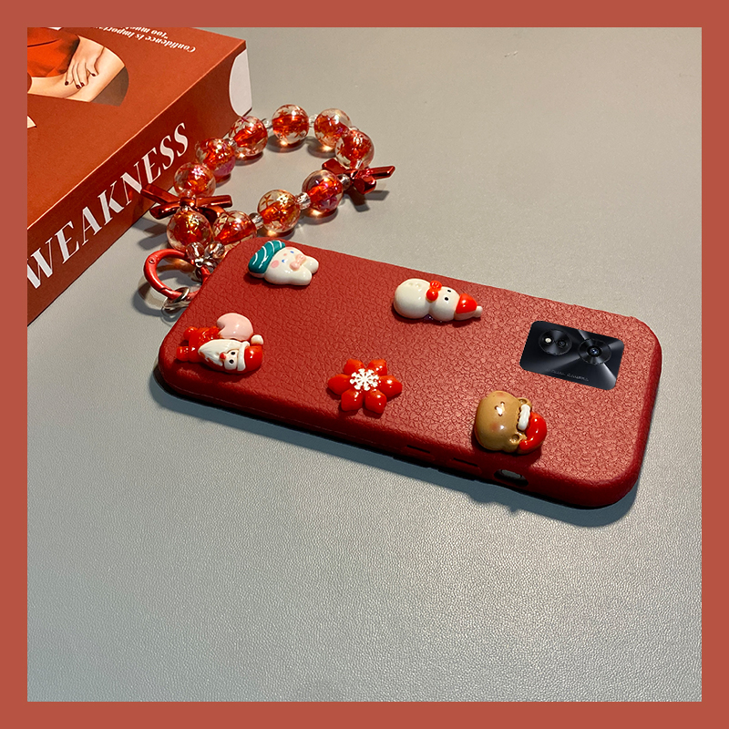 圣诞雪人小熊适用oppoa97手机壳a96兔子a93s挂链a92s可爱a72皮纹a53仿皮a58x卡通a57红色a56硅胶a55软a32/a36