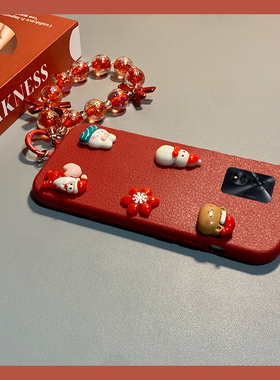圣诞雪人小熊适用oppoa97手机壳a96兔子a93s挂链a92s可爱a72皮纹a53仿皮a58x卡通a57红色a56硅胶a55软a32/a36