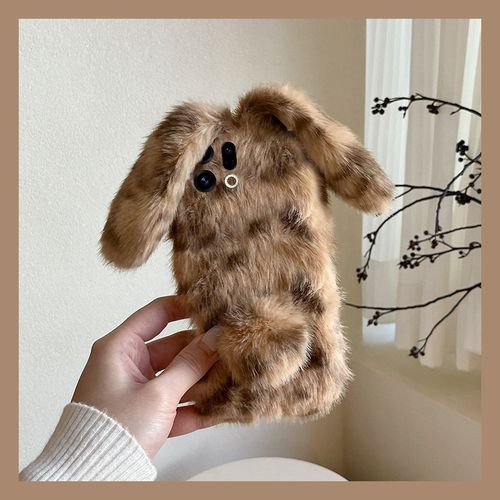 手机壳秋冬毛绒毛茸茸立体卡通豹