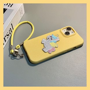 y7s vivo 皮纹y36i仿皮y33e十y30卡通y20 刺绣独角兽小马适用vivoy53s手机壳y52s可爱y31s皮绳y37简约y35m