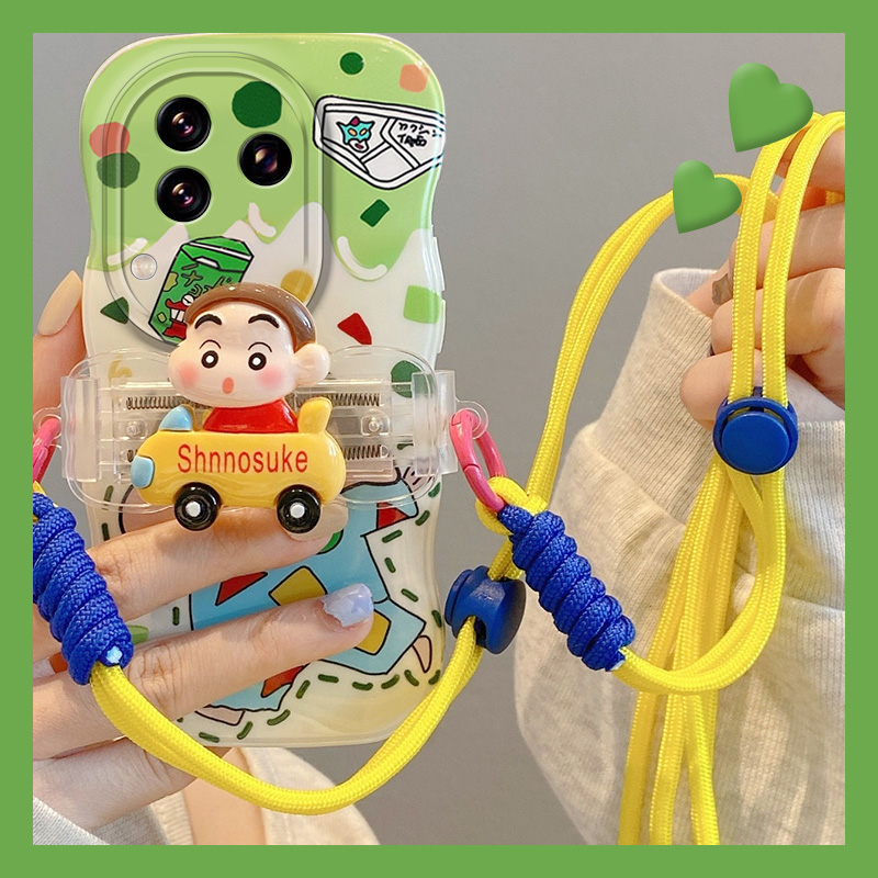 手机壳背夹斜挎挂绳汽车蜡笔小新卡通可爱