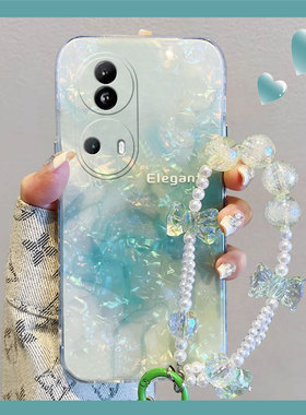 绿色晕染渐变适用opporeno11pro手机壳reno10+十9贝壳纹8夏天7se韩系6硅胶5k软壳4se小众3个性ace2创意oppo2z