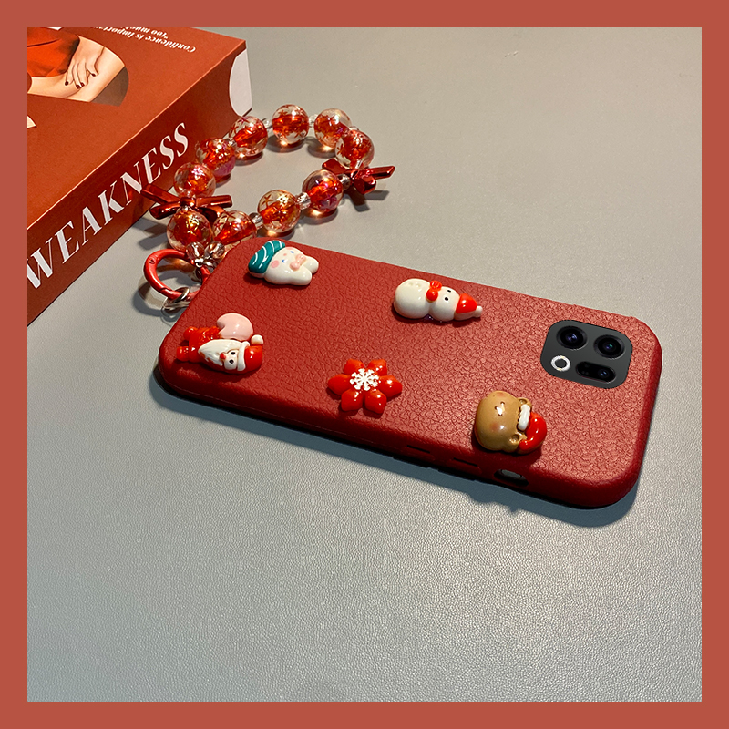 圣诞雪人小熊适用oppofindx9plus手机壳fondx8pro兔子x7挂链k12plus可爱k10x皮纹k9s卡通k7x真我q3s/q2/v23软