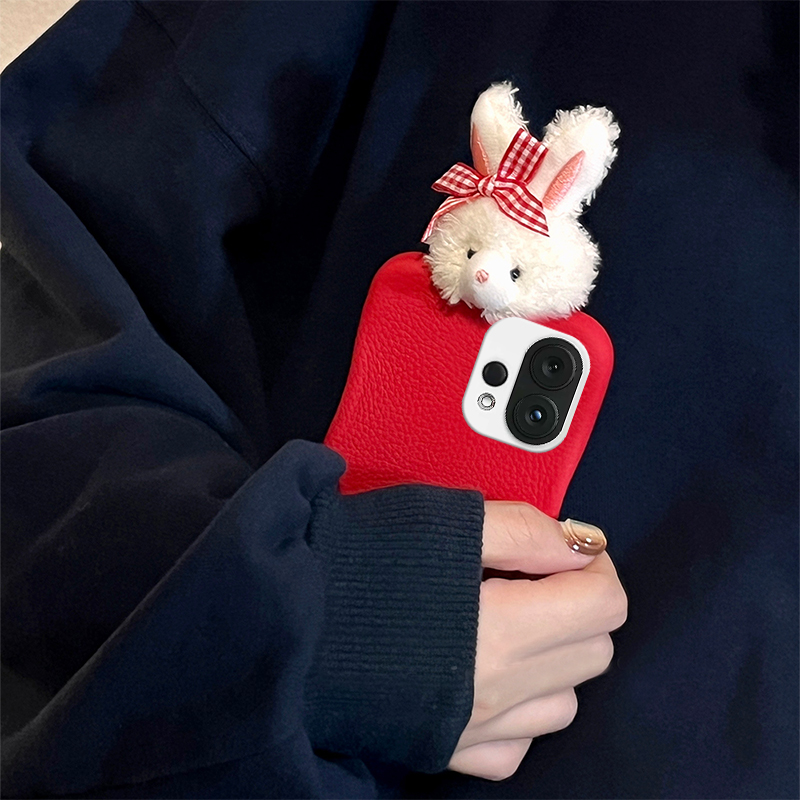 毛绒蝴蝶结兔子适用vivos30promini手机壳s20立体s19红色s18e可爱s17皮纹s16仿皮s15秋冬s12软s10por/s9e/s7t