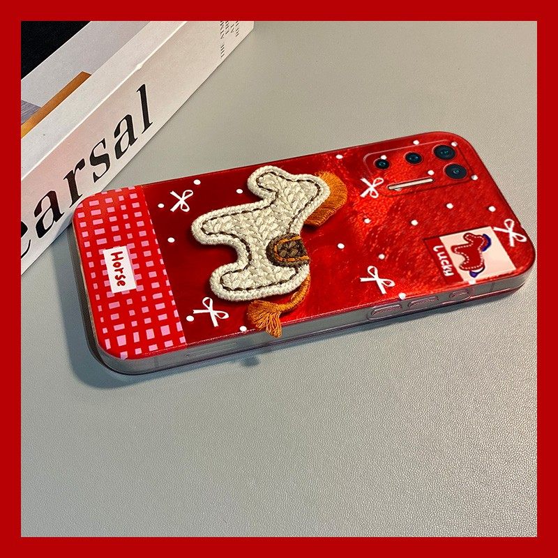 手机壳硅胶冰川纹新年红色2026马
